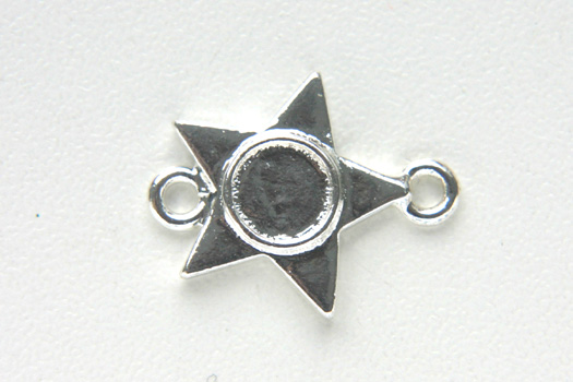 Star shaped metal insert, 2 eyes SS30, 16x21mm, 25 pcs