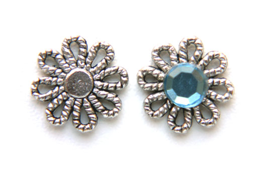 Silver flower-shaped panel, 8 holes, 14mm, 50 pc