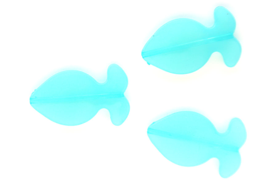 Fish, acrylic bead, 34x18mm, Turquoise, 25 pcs