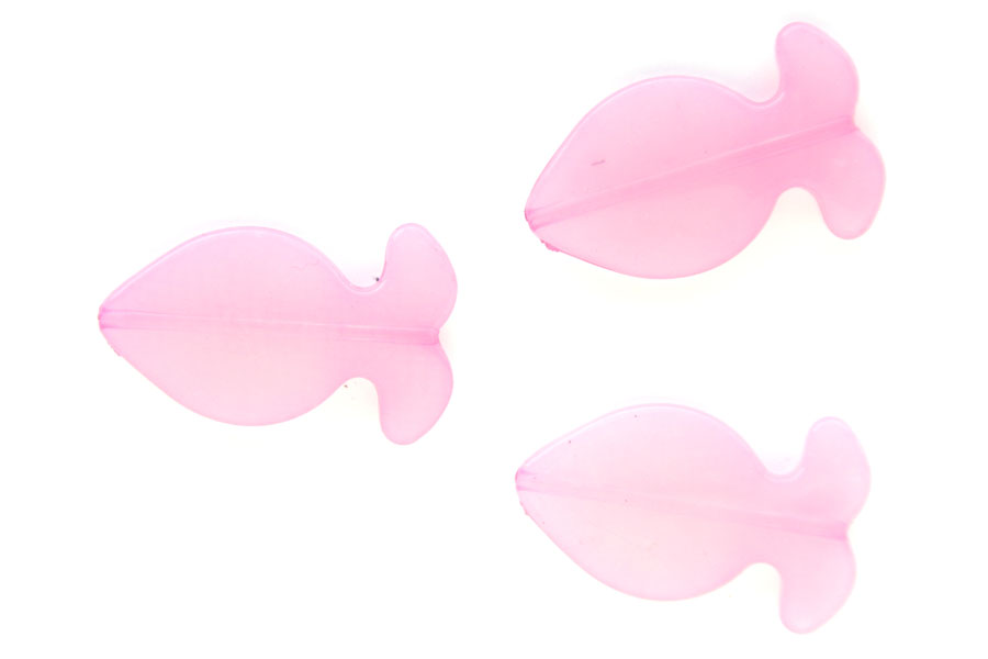 Fish, acrylic bead, 34x18mm, Pink, 25 pcs