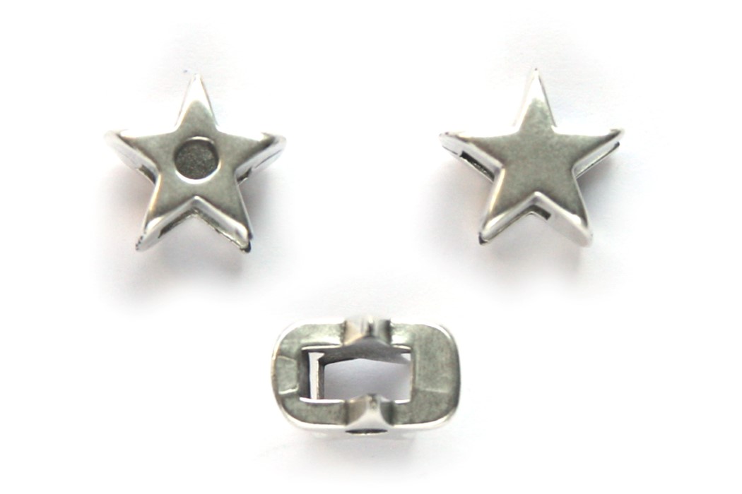 Star shaped slieder bead, DQ,  5mm, Antique Silver, 5 pcs