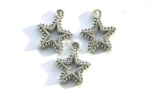 Star-shaped open metal pendant, 15x17mm, 15 pcs