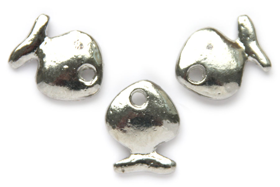 Fish, metal pendant, 15x18mm, 10 pcs