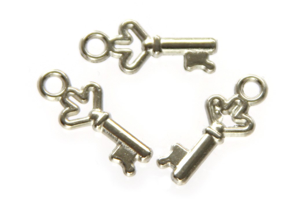 Key, metal pendant, 17x7mm, 25 pcs