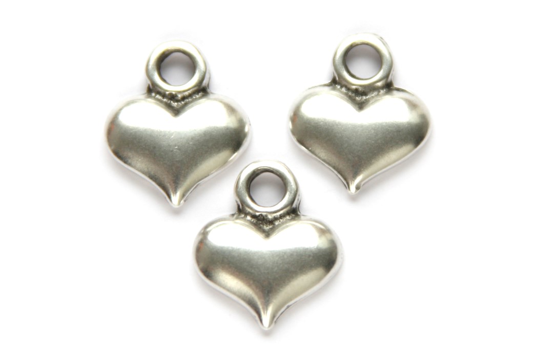 Heart shaped pendant/charm DQ, 15x18mm, Antique Silver, 8 pcs