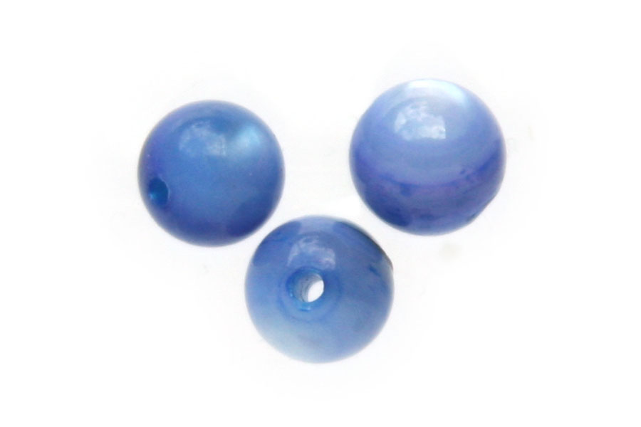 Round mother of pearl bead,  6mm, Blue, 70 pcs