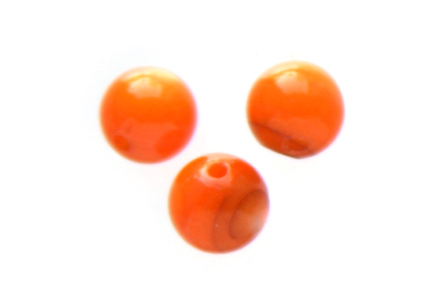 Round mother of pearl bead,  6mm, Orange, 70 pcs