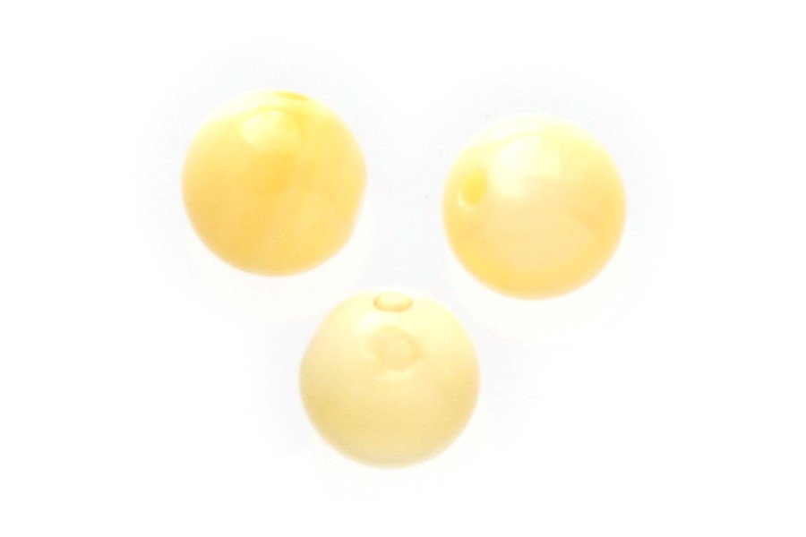 Round mother of pearl bead,  6mm, Light Yellow, 70 pcs