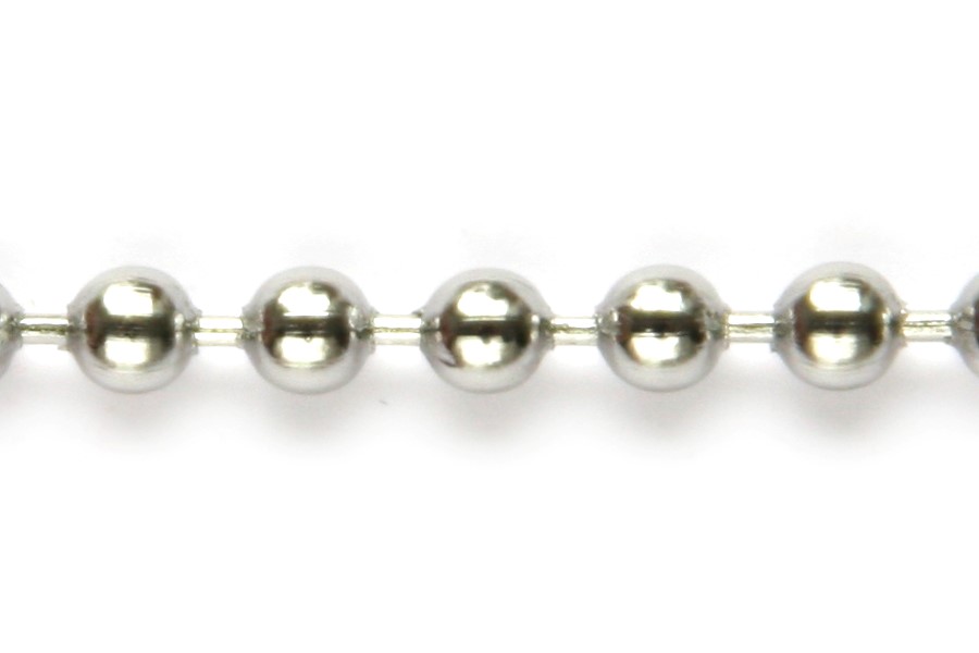 Ball chain DQ, bolletjes 3.2mm, Zilverkleurig, 1 meter