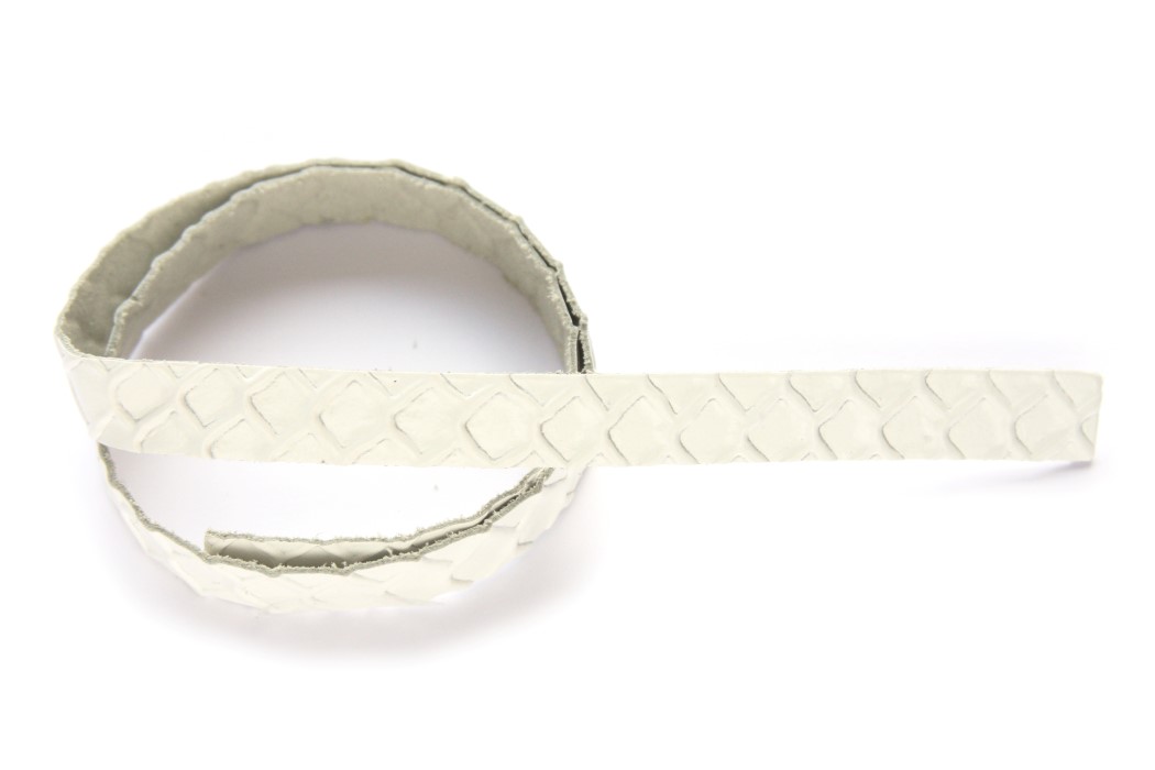 Flat leather for bracelet, 9mm x 38cm, White, Honeycomb, 1 pc