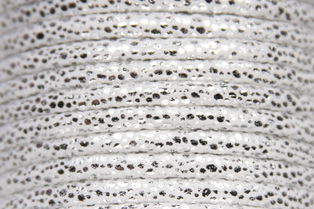 Stitched cord, metallic effect,  5mm, White, 1 m
