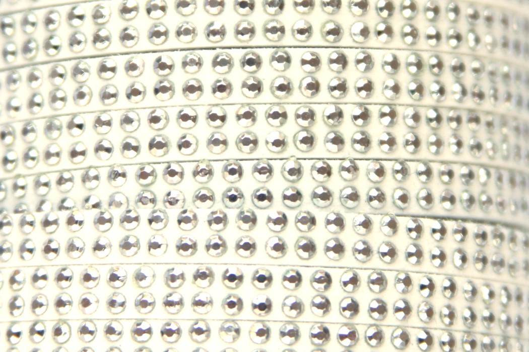 Imitation suede leather with double row strass, 5x2mm, White, 2
