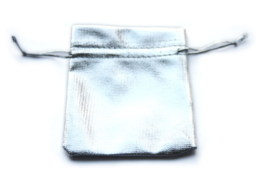 Fabric bag, 9x7cm, Silver coloured, 10 pcs
