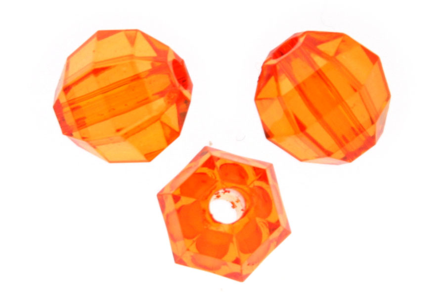 Acrylic Facetted bead, 12mm, Orange, 100 gr