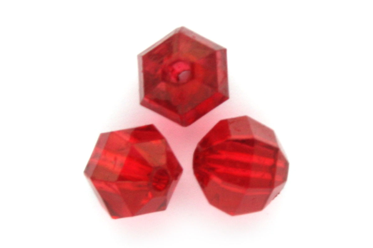 Acrylic facetted bead,  8mm, Red, 50 gr