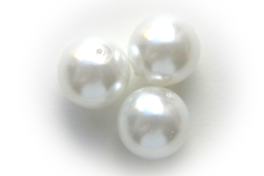 Round glass bead, 10mm, White, 85 pcs