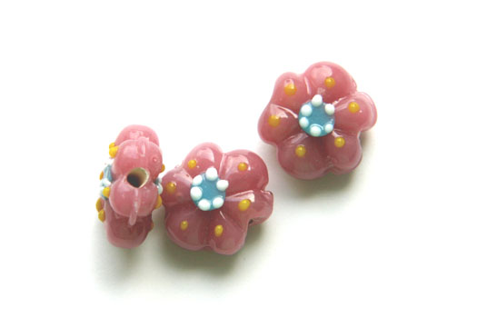 Flower-shaped bead, pink, 15x18mm, 5 pcs