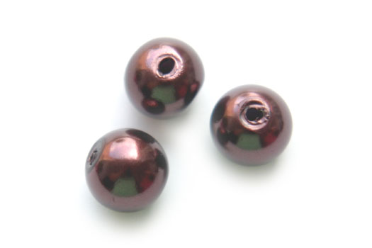 Round glass bead, 10mm, Brown, 85 pcs