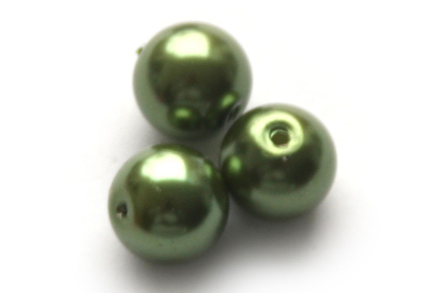 Round glass bead, 10mm, Dark Green, 85 pcs