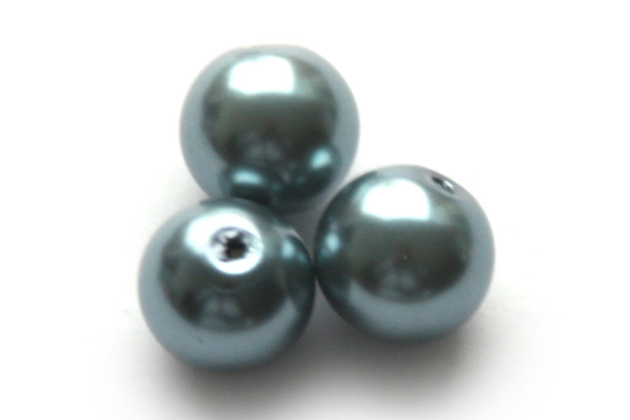 Round glass bead, 10mm, Light Grey, 85 pcs