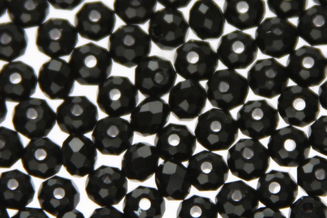 Rondelle bead, crystal, facetted, 3x4mm, Black, 90 pcs