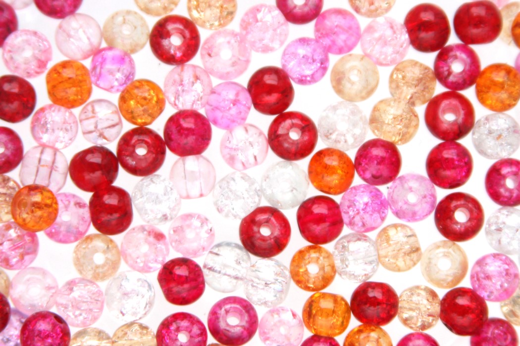 Crackle bead mix,  6mm, Pink/Orange hues, 150 pcs