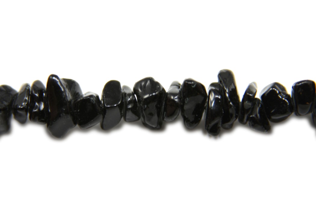 Kristalglas chips, streng van 80 cm, 4-7mm, Zwart, 1 st