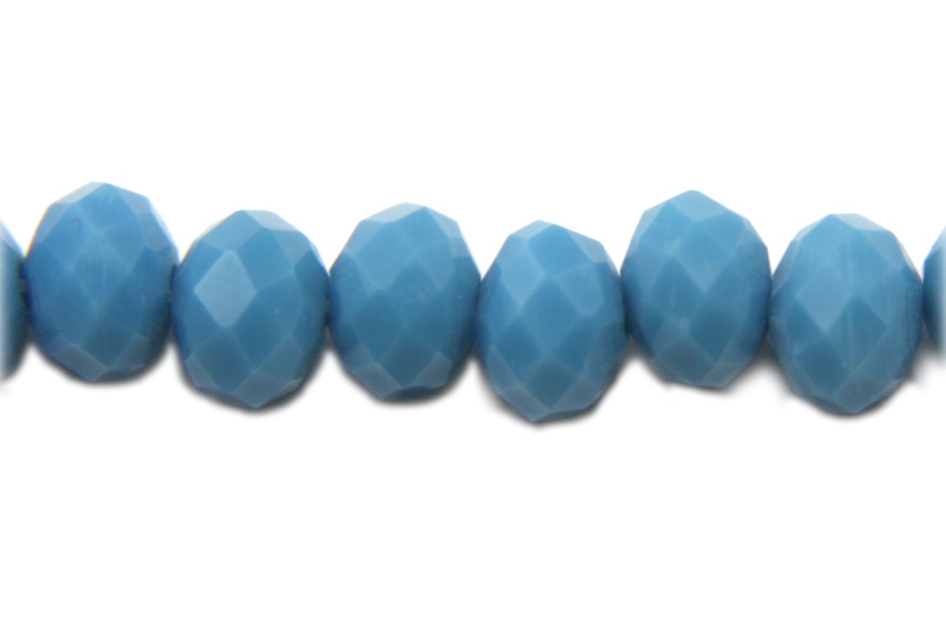 Rondelle kraal, kristal, facet, 4x6mm, Blauwgroen, opaque, 70 st