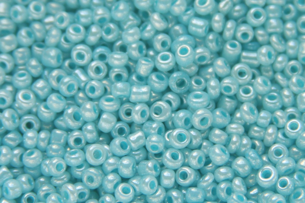 Rocailles van glas, shiny,  2mm, Licht turquoise, 50 gr