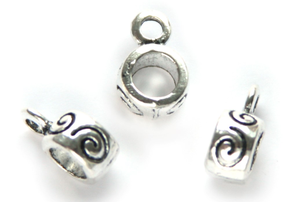 Spacer with eye, curl, 8x12mm, Silver, 30 pcs