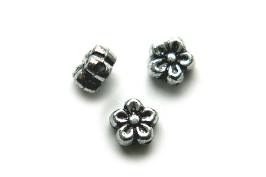 Flower bead, metal look, 7mm, 10 gr
