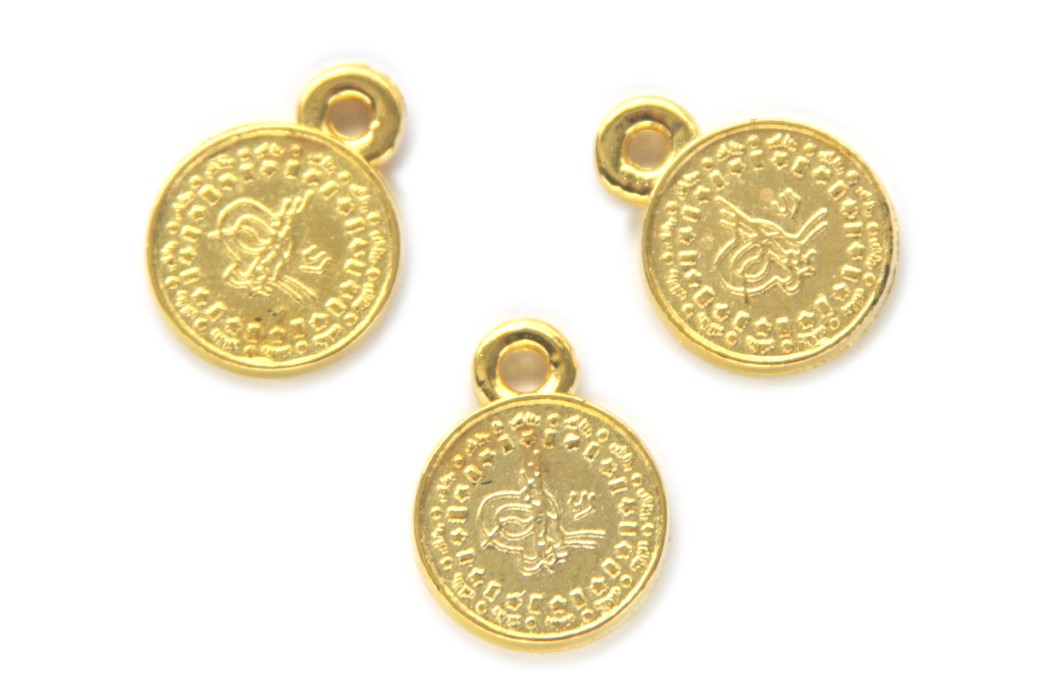 Coin / charm, 17,5x13,5mm, Gold, 25 pcs
