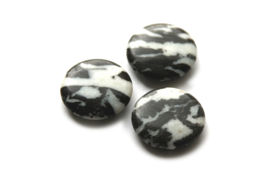 Ronde black and white stone DQ, 30mm, 5 st