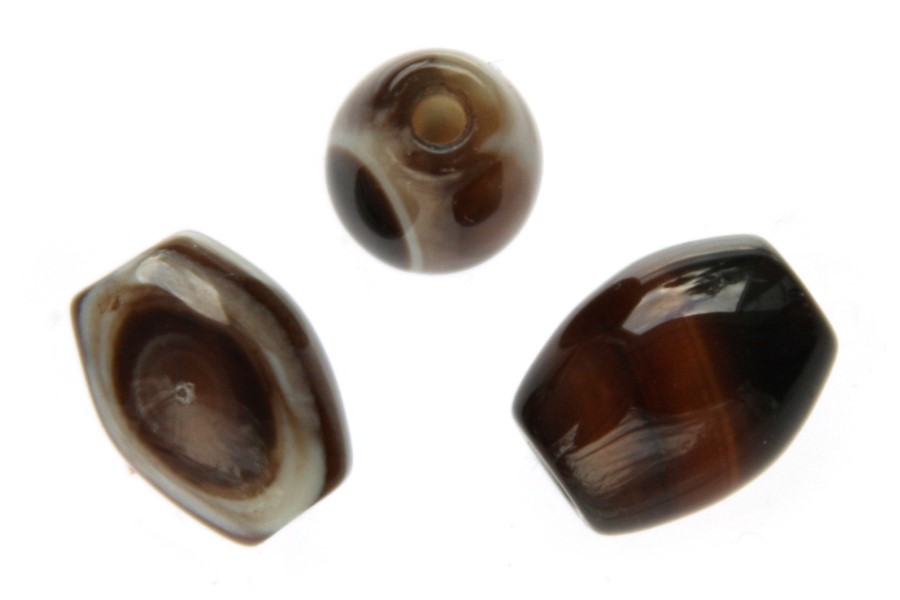 Oval brown/black agate DQ bead, 15x11mm, 10 pcs