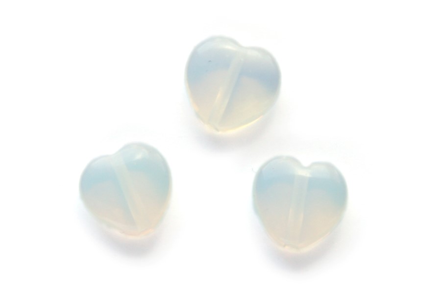 Heart shaped Moon stone DQ bead, 10mm, 25 pcs