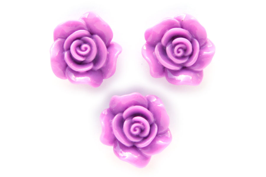 Rose, resin bead, 14mm, Lilac, 10 pcs