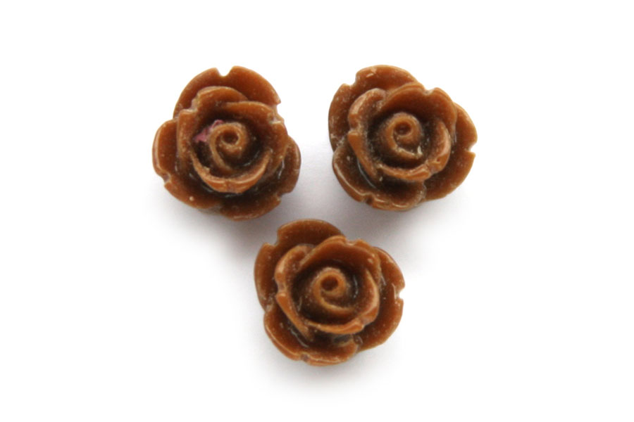 Rose, resin bead,  7mm, Chocolate, 20 pcs