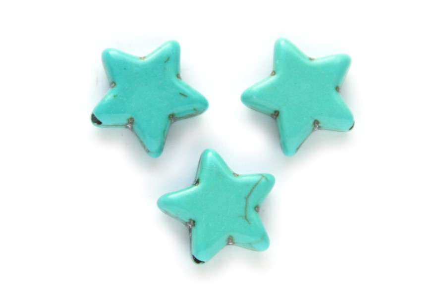Star shaped bead, Synthetic Turquoise, 14x5mm, Turquoise, 15 pcs