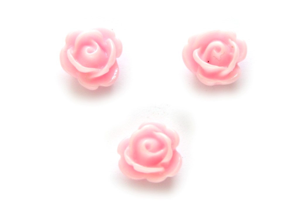 Rose, resin bead, 9x7mm, Pink, 20 pcs