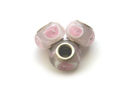 Pandora Style Bead, pale pink button, 15x10mm, 5 pcs