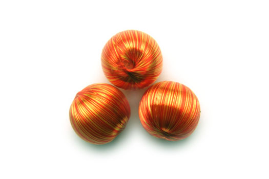 Woven bead, 18mm, Orange, 10 pcs