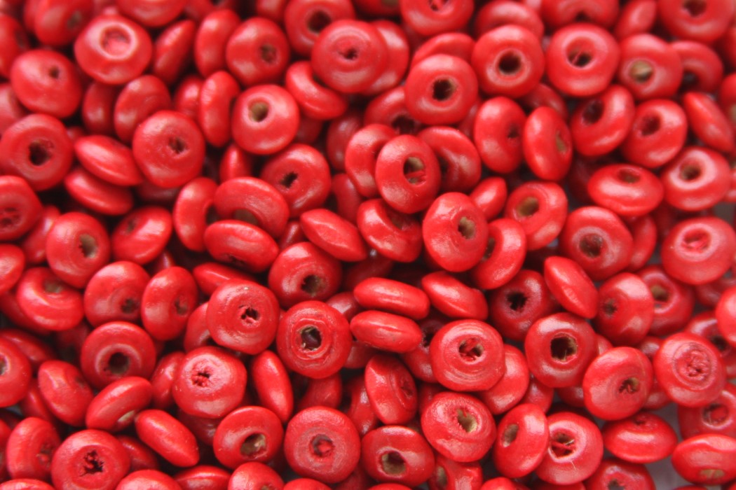 Rondelle wooden bead, 6x3mm, Red, 250 pcs