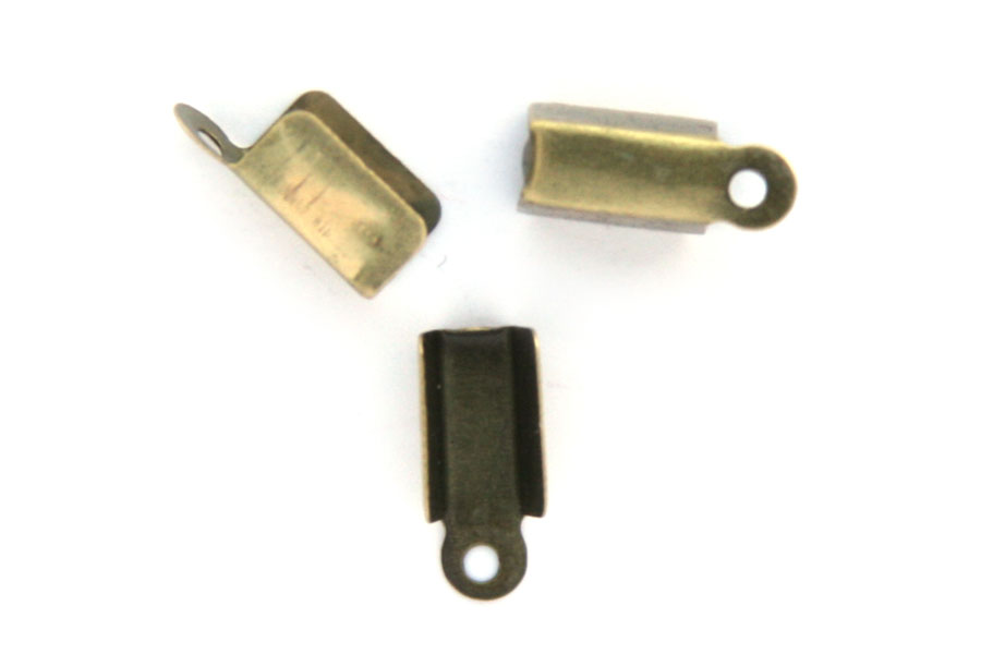 Crimp end, middle (2 cords), bronze colored, 12x5mm, 100 pcs