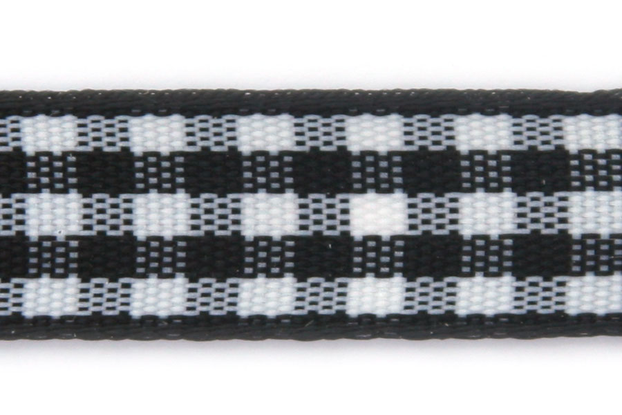 Satin ribbon, 10mm, Black checkered, 5 m