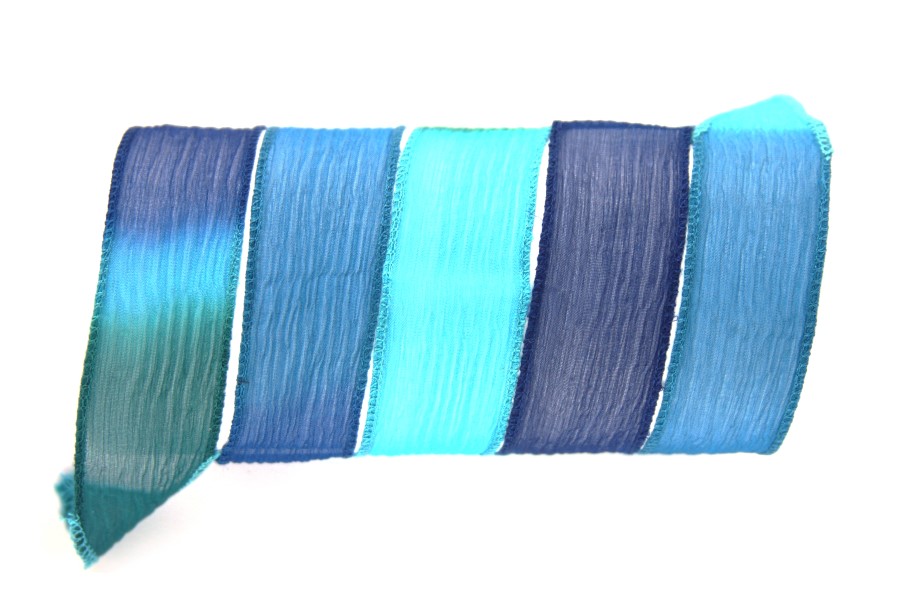 Hand dyed silk bracelet ribbon, 2,5x85cm, Caribbean, 1 pc