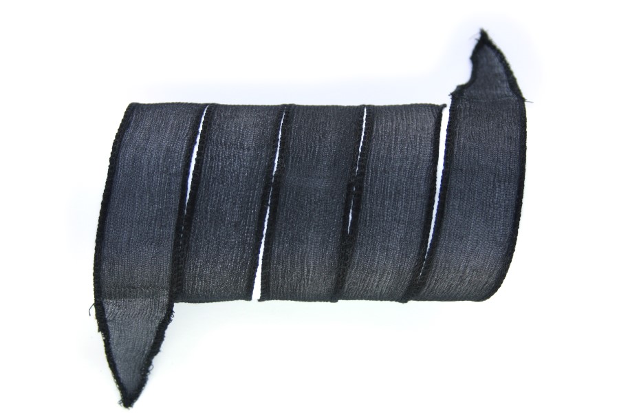 Handgeverfd zijden armbandlint, 2,5x85cm, Zwart, 1 st