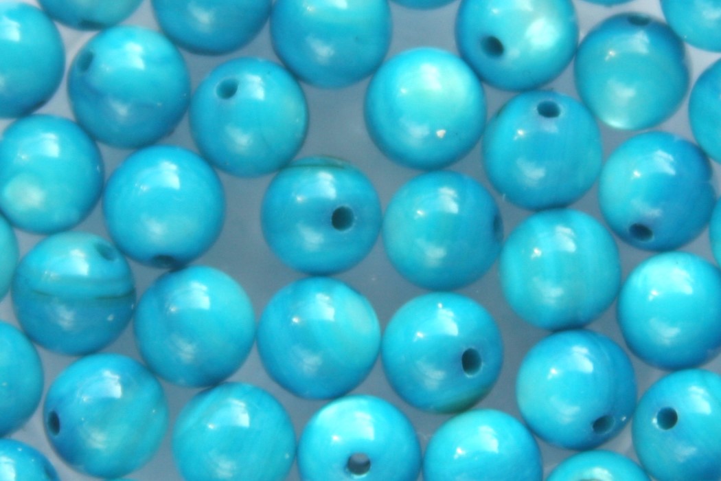 Round mother of pearl bead,  8mm, Turquoise, 60 pcs